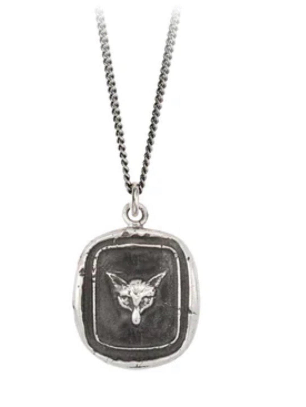 Sterling Silver Fox Medallion Necklace - Silver